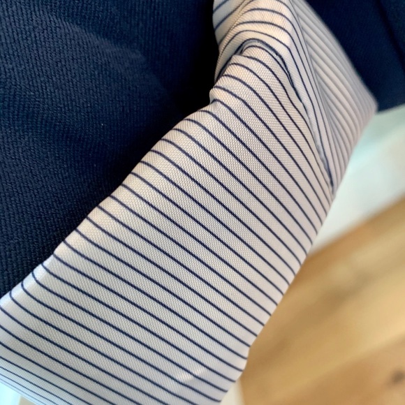 Blue cotton jacket with pinstripe lined cuffs. - Picture 2 of 8